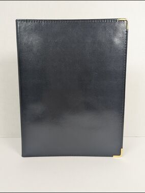 VTG Hazel Portfolio Padfolio Black Leather Notepad Gold Corners Made in USA